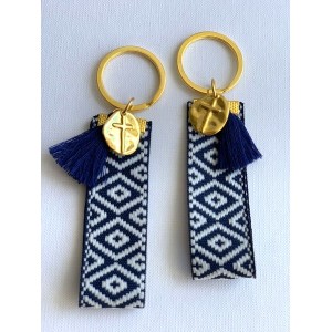 Christening martyrika for boy, keychain with with gold coin with cross