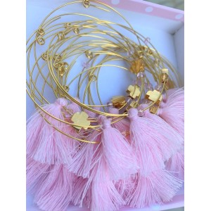 Christening martyrika for girl, bracelets made of gold wire, tassel, crystal bead  and cross