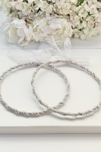 Handmade wedding wreaths with lace and pearls 