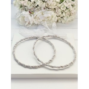 Handmade wedding wreaths with lace and pearls 