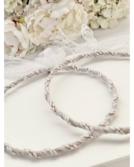 Handmade wedding wreaths with lace and pearls  Wreaths