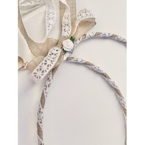 Handmade wedding wreaths with linen and lace 