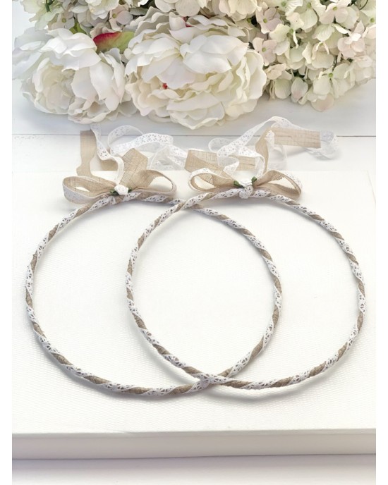 Handmade wedding wreaths with linen and lace  Wreaths
