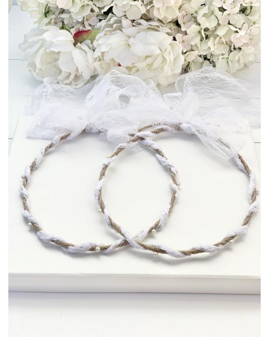 Handmade wedding wreaths with lace and pearls Wreaths