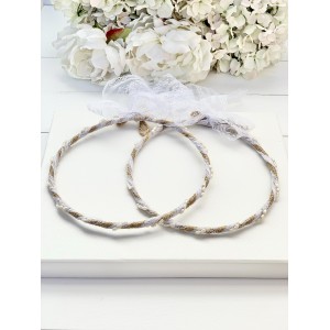 Handmade wedding wreaths with lace and natural pearls