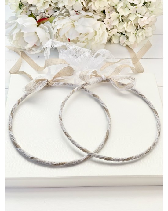 Handmade wedding wreaths with linen and lace Wreaths