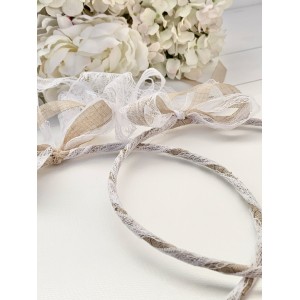 Handmade wedding wreaths with linen and lace