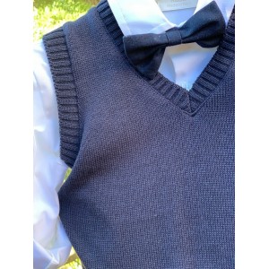 Baptism set for boy with knitted  sweater vest