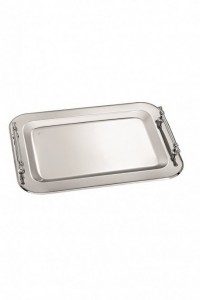 Rectangle inox tray with elegant details in the handles