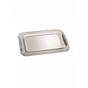 Rectangle inox tray with crystal details