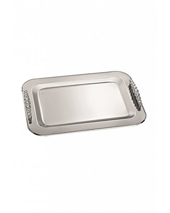 Rectangle inox tray with crystal details  Trays