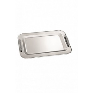 Rectangle inox tray with details in the handles