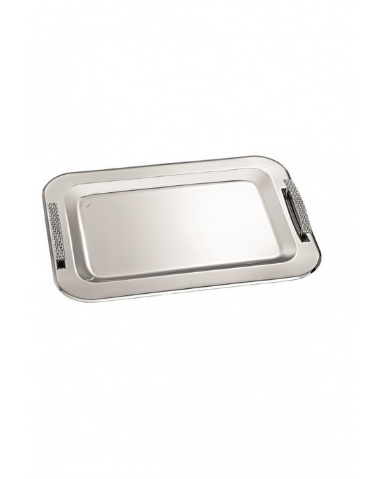 Rectangle inox tray with details in the handles  Trays