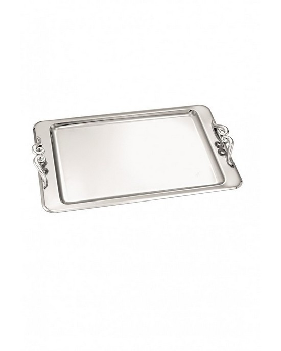 Rectangle inox tray with special design in the handles  Trays