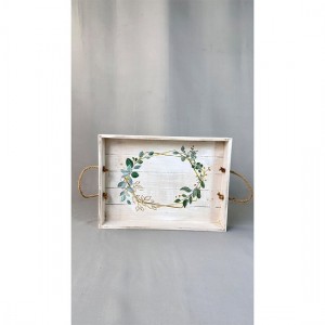 Rectangle  wooden tray with olive branch 