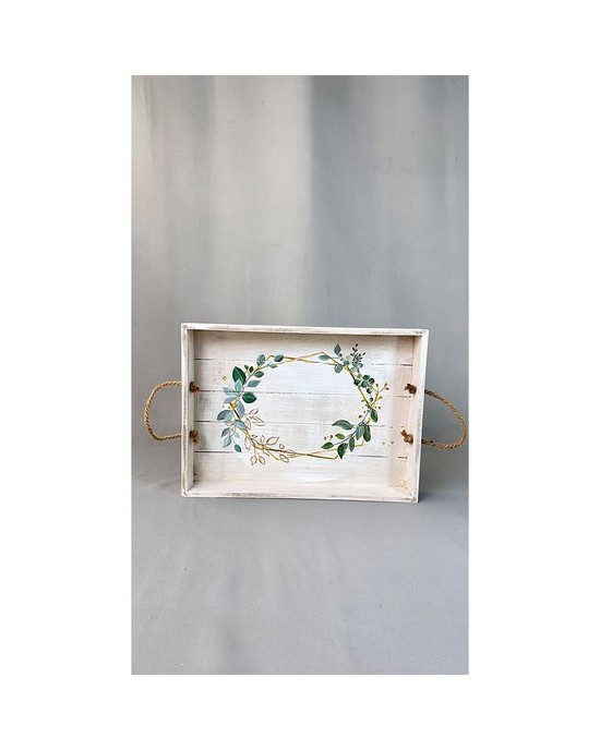 Rectangle  wooden tray with olive branch   Trays