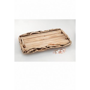 Rectangle wooden tray made of small woods