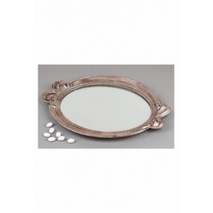 Wood Italian style oval wedding tray with mirror