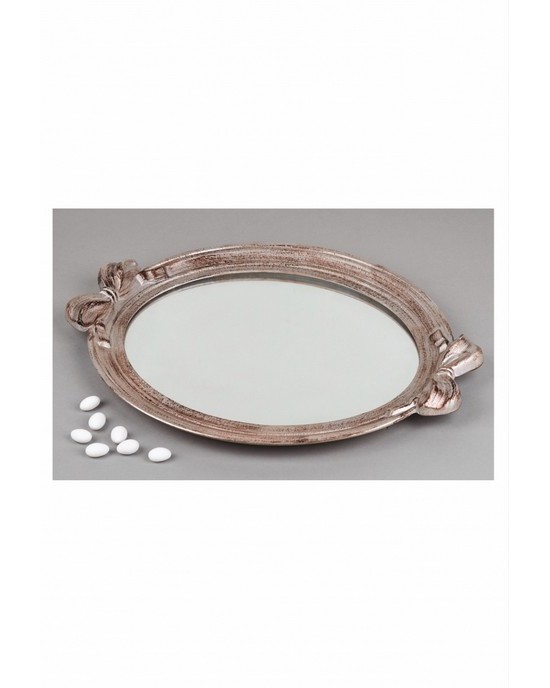 Wood Italian style oval wedding tray with mirror  Trays