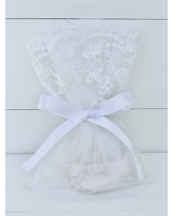 Wedding, favor emboidered tulle pouch Favors