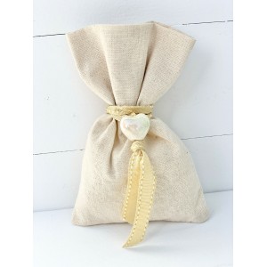 Wedding favor pouch with ceramic heart