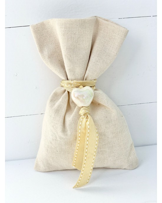 Wedding favor pouch with ceramic heart Favors