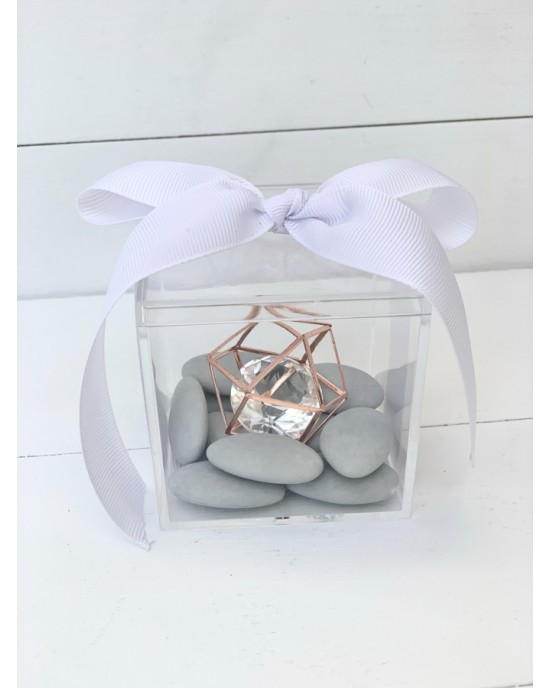 Wedding favor transparent plexiglas box with decorative diamond Favors