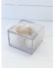 Μπομπονιέρα γάμου κουτί plexi glass με χρυσό κρίκο με ευχές Μπομπονιέρες