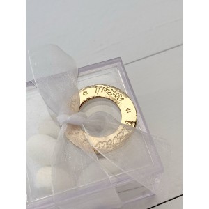 Wedding favor, plexi glass box with gold wishes ring