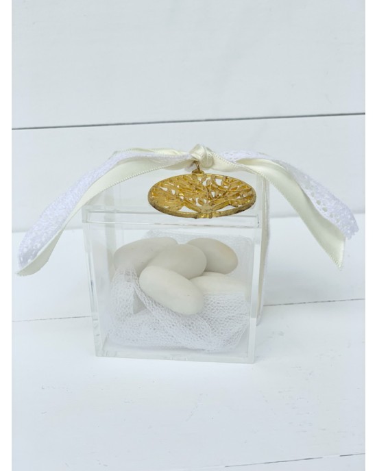 Μπομπονιέρες Γάμου - Μπομπονιέρα γάμου κουτί plexi glass με δέντρο ευχών Μπομπονιέρες